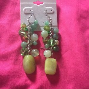 Green dangle earrings